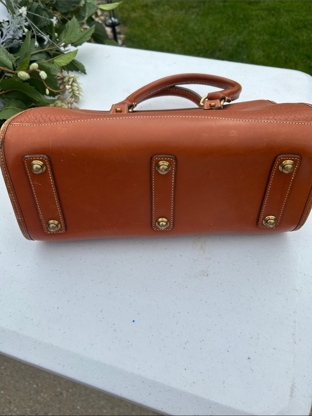Dooney & Bourke Pebble Leather Satchel — Cognac Brown - Picture 8 of 8
